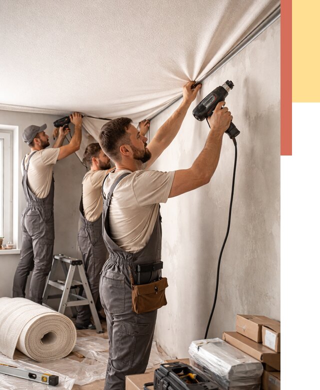 Монтаж фактурного натяжного потолка в Учалах от 763 руб. — ОТДЕЛОЧНИК-Члы