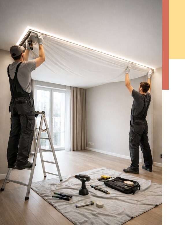 Монтаж парящего натяжного потолка в Учалах от 4575 руб. быстро и недорого | ОТДЕЛОЧНИК-Члы