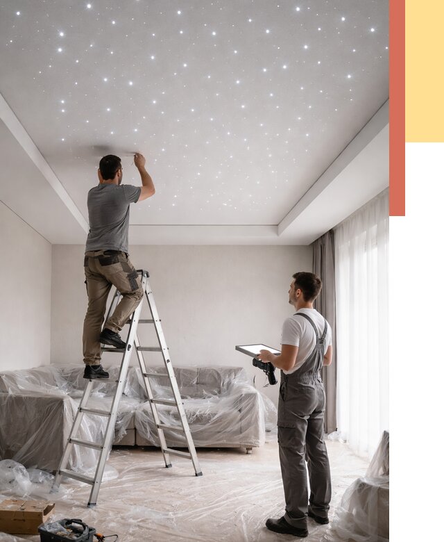 Монтаж натяжного потолка «звездное небо» в Учалах от 6609 руб. | ОТДЕЛОЧНИК-Члы