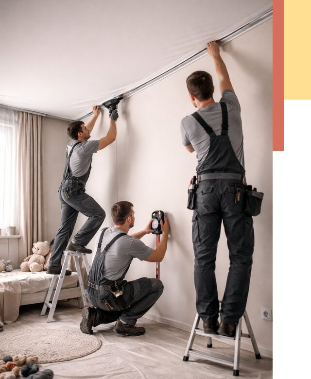 Монтаж натяжного потолка в детской в Учалах от 3558 руб. — быстро и недорого | ОТДЕЛОЧНИК-Члы