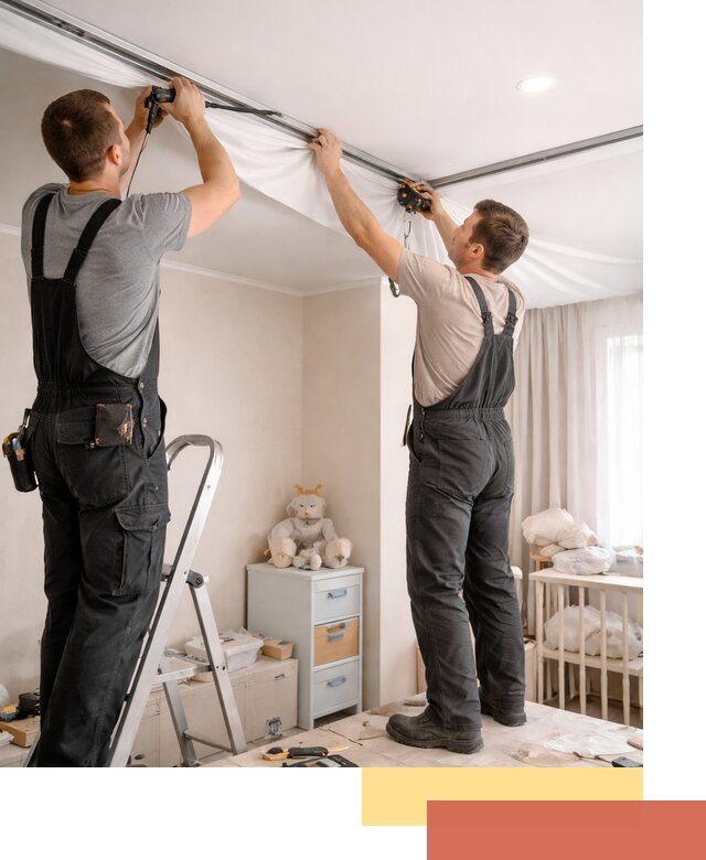 Монтаж натяжного потолка в детской комнате в Учалах