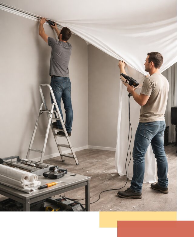 Монтаж натяжного потолка в студии в Учалах