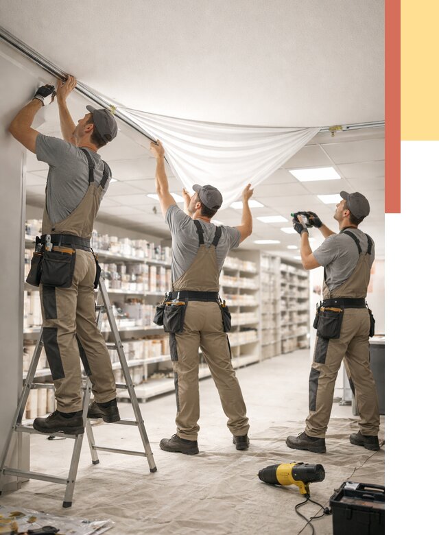 Монтаж натяжного потолка в магазине в Учалах от 4575 руб. быстро и недорого | ОТДЕЛОЧНИК-Члы