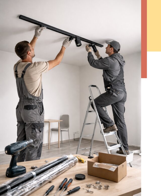 Установка трековых светильников в натяжной потолок в Учалах от 4270 руб. | ОТДЕЛОЧНИК-Члы