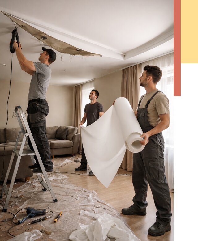 Замена полотна натяжного потолка в Учалах от 9659 руб. быстро и недорого | ОТДЕЛОЧНИК-Члы