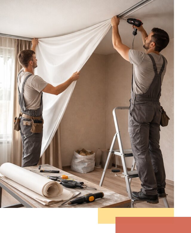 Замена полотна натяжного потолка в Учалах быстро и качественно