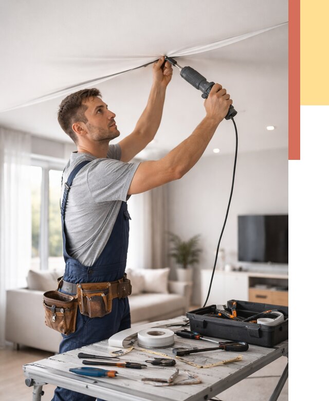 Ремонт натяжных потолков в Учалах от 9659 руб. под ключ — ОТДЕЛОЧНИК-Члы