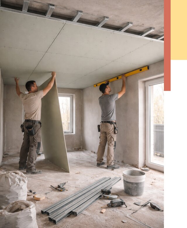 Одноуровневый потолок из гипсокартона в Учалах от 763 руб. — монтаж под ключ | ОТДЕЛОЧНИК-Члы