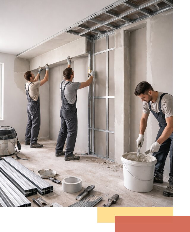 Монтаж потолка из гипсокартона с нишей в Учалах