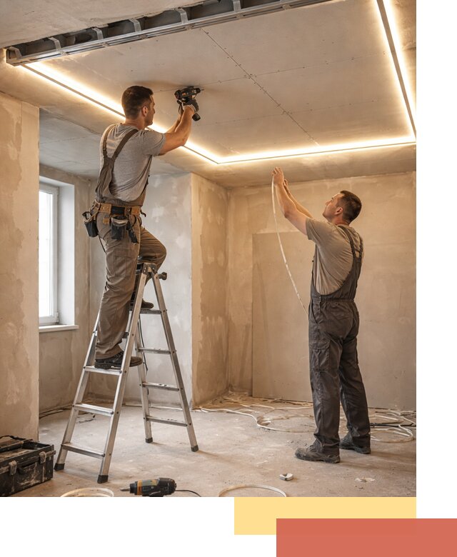 Потолок из гипсокартона с подсветкой в Учалах