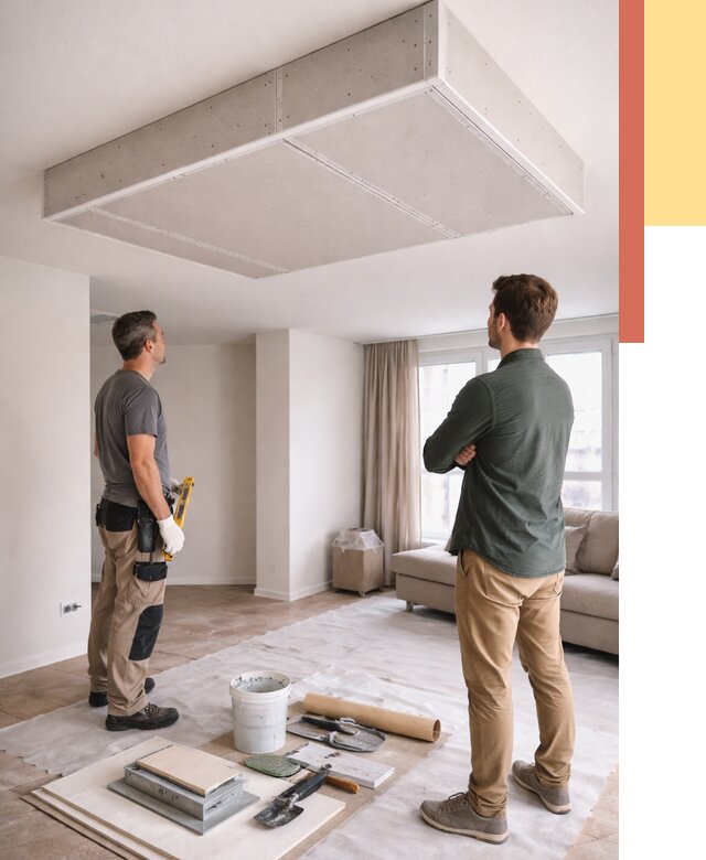 Короб на потолке из гипсокартона в Учалах от 2237 руб. — монтаж и услуги под ключ | ОТДЕЛОЧНИК-Члы