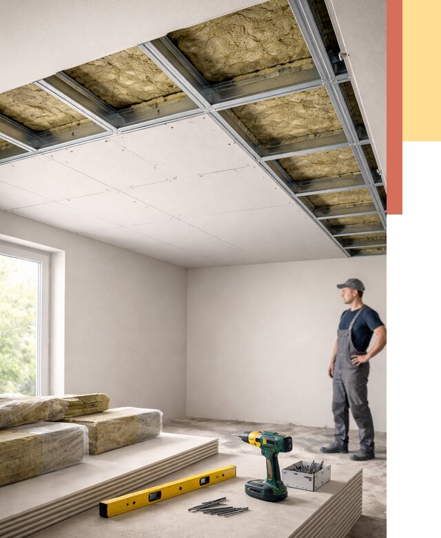 Звукоизоляция потолка ГКЛ в Учалах от 966 руб. — монтаж под ключ | ОТДЕЛОЧНИК-Члы