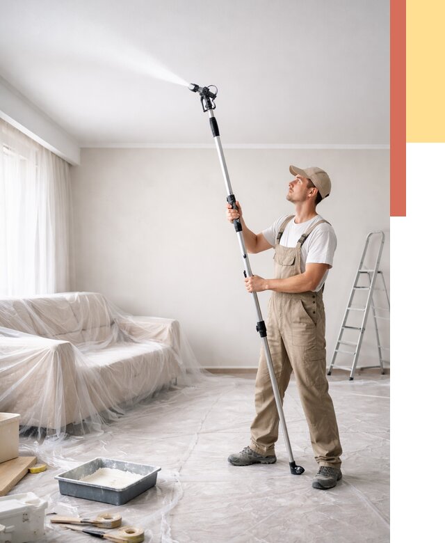 Покраска потолка краскопультом в Учалах от 4575 руб. быстро и недорого | ОТДЕЛОЧНИК-Члы