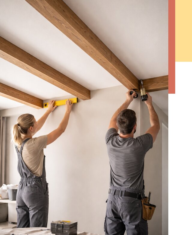 Монтаж декоративных балок на потолок в Учалах от 4270 руб. — ОТДЕЛОЧНИК-Члы