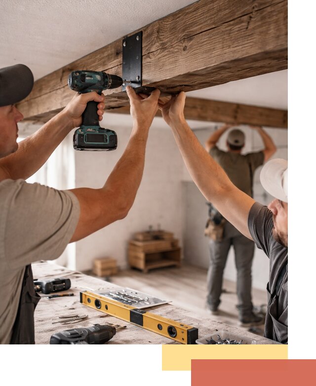 Монтаж декоративных потолочных балок в Учалах